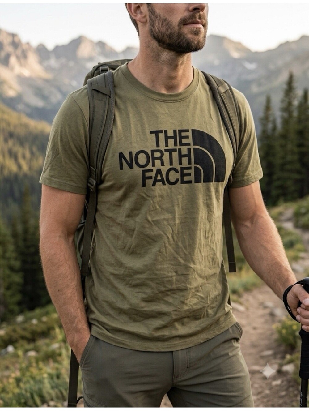 The North Face Half Dome Graphic Tee Green Crew Neck Shirt Men's Size Large